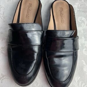 Madewell Women’s Mules Black Patent Leather Size 8 1/2 Flats Block Heel